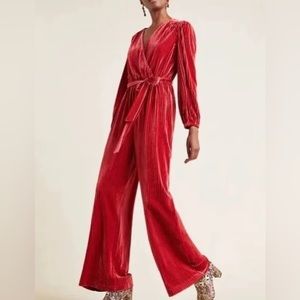 Ali and Jay red velvet jumpsuit